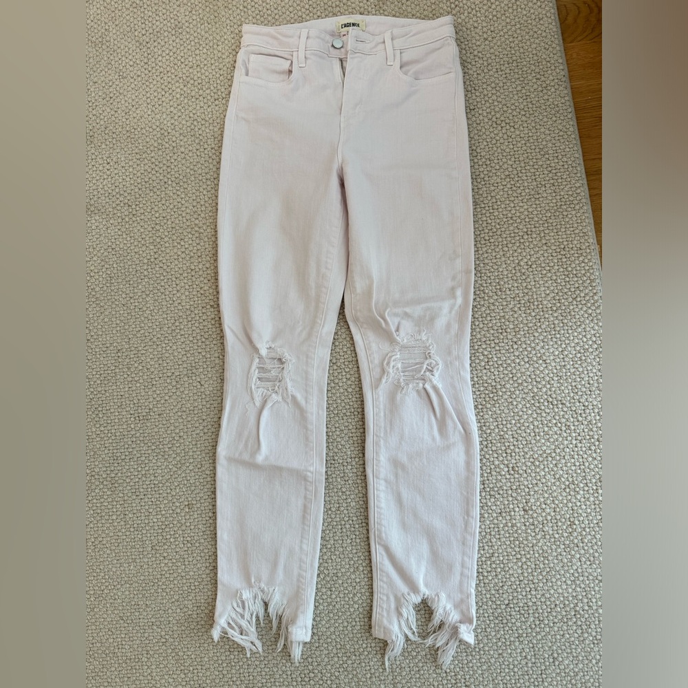 L’AGENCE very light pink frayed jean